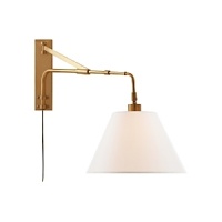 The classic, casual style of this Ralph Lauren swing arm light with its textural linen shade makes any room feel like home. The classic, casual style of this Ralph Lauren swing arm light with its textural linen shade makes any room feel like home.