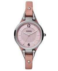 A darling leather Georgia collection timepiece with a touch of ladylike color, by Fossil. A darling leather Georgia collection timepiece with a touch of ladylike color, by Fossil.