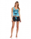 Paul Frank Women's Argyle and Julius Print Crop Short Set