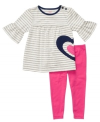 Everyone will know she has a lot of love to give in this sweet striped shirt and legging set from Carter's. Everyone will know she has a lot of love to give in this sweet striped shirt and legging set from Carter's.