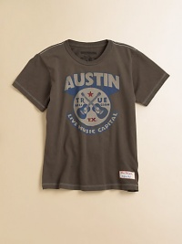 Rock his look with this soft cotton jersey, stamped with a live music graphic and logo patch.CrewneckShort sleevesPullover styleCottonMachine washMade in USA Rock his look with this soft cotton jersey, stamped with a live music graphic and logo patch.CrewneckShort sleevesPullover styleCottonMachine washMade in USA