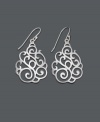 Decorate your lobes with divine design. These intricate, scrolling earrings feature a filigree style pattern set in sterling silver. Approximate drop: 1 inch.