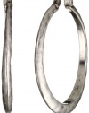 Lucky Brand Silver-Tone Hammered Round Hoop Earrings