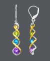 Add a dash of color to your look with these sleek swirls. Crafted in 14k gold and sterling silver, earrings feature round-cut peridot (1/6 ct. t.w.), blue topaz (1/3 ct. t.w.), amethyst (1/2 ct. t.w.) and citrine accents. Approximate drop: 1-1/5 inches.