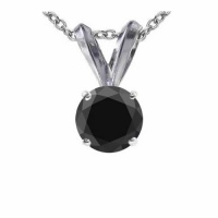 1 CT Black Diamond Solitaire Pendant 14K White Gold