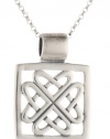 Sterling Silver Celtic Design Square Pendant, 18