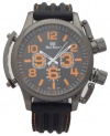 Mark Naimer Chronograph -style Look XL Black Case Black & Orange Dial Men's watch Black Rubber Band