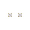 14K Yellow Gold 3mm Princess CZ Solitaire Basket Stud Earrings with Screw-back