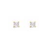 14K Yellow Gold 3mm Princess CZ Solitaire Basket Stud Earrings with Screw-back
