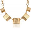 Kenneth Jay Lane Satin Gold 3D Squares Necklace