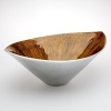 This unique shape bowl features a dark amber interior and gives a new look to classic serving piece.