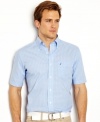 Clean up your casual look with the preppy polish of this windowpane check shirt from Nautica.