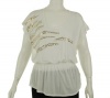Calvin Klein Twisted Sleeve Embellished Top White