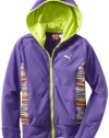 Puma - Kids Girls 7-16 Zip Up Printed Hoodie, Purple, Small