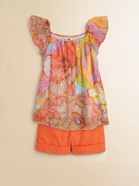 Vibrant sketched florals highlight this dreamy swing topper crafted from cotton and silk for your pretty little girl.Square necklineFlutter sleevesPullover styleSlightly flared from bust to hem74% cotton/26% silkDry cleanImported Vibrant sketched florals highlight this dreamy swing topper crafted from cotton and silk for your pretty little girl.Square necklineFlutter sleevesPullover styleSlightly flared from bust to hem74% cotton/26% silkDry cleanImported