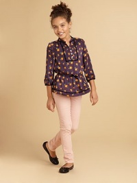 Blooming with brilliant flowers, this cheery three-quarter sleeve peasant top features pintucked detailing, gathered waist and flared hem.V-neckThree-quarter sleevesButton-frontElastic & drawstring waistbandFlared hemPolyesterDry cleanImported Please note: Number of buttons/snaps may vary depending on size ordered. Blooming with brilliant flowers, this cheery three-quarter sleeve peasant top features pintucked detailing, gathered waist and flared hem.V-neckThree-quarter sleevesButton-frontElastic & drawstring waistbandFlared hemPolyesterDry cleanImported Please note: Number of buttons/snaps may vary depending on size ordered.