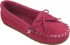 Minnetonka Kilty Suede Moc (Toddler/Little Kid/Big Kid),Hot Pink,4 M US Big Kid