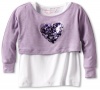 Design History Girls 2-6X Heart Popover, Twinklepurple, 3T