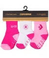 Converse Logo Trio 3-Pack Quarter Crew Socks (Sizes 0M - 24M) - pink/white, 6 - 12 months
