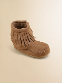 This ultra-comfortable, ultra-stylish boot is made in plush suede with a convenient side zip and layers of fringe for peace, love and fashion for your little one.Zip-upSuede upperRubber solePadded insoleImported This ultra-comfortable, ultra-stylish boot is made in plush suede with a convenient side zip and layers of fringe for peace, love and fashion for your little one.Zip-upSuede upperRubber solePadded insoleImported
