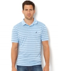Top off any summer look with this striped polo shirt from Nautica.
