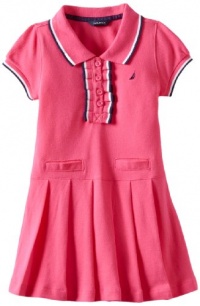 Nautica Sportswear Kids Girls 2-6X Polo Dress With Pleated Bottom, Medium Pink, 4T