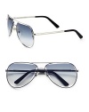 Classic metal aviator frames with lenses in a contrast shape for a subtly unique design. Available in silver with grey gradient lens. 100% UV protectionMade in Italy 