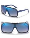 Mirrored lenses lend cutting-edge cool to these square shades from Carrera.