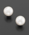Sophisticated style for every day: Lauren Ralph Lauren glass pearl (8 mm) stud earrings set in plated sterling silver. Surgical steel posts.