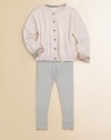 A charming sweater, soft and luxurious, in a blend of cashmere and cotton with check trim.CrewneckLong sleevesButton-frontRibbed cuffs and hem50% cotton/50% cashmereDry cleanImported Please note: Number of buttons may vary depending on size ordered. 