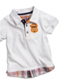 GUESS Kids Boys Baby Boy Plaid Trim Polo (12-24M), WHITE (12M) GUESS Kids Boys Baby Boy Plaid Trim Polo (12-24M), WHITE (12M)