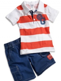 GUESS Kids Boys Baby Boys Striped Polo Shirt Set (12-24, STRIPE (12M) GUESS Kids Boys Baby Boys Striped Polo Shirt Set (12-24, STRIPE (12M)