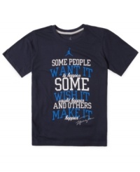 Inspire him to be a leader that leads by example with this graphic tee from Nike Jordan. Inspire him to be a leader that leads by example with this graphic tee from Nike Jordan.