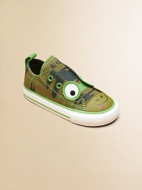 Quirky canvas sneakers in a camouflage print will add dose of cool to any ensemble. LacelessCanvas upperTextile liningRubber soleTraditional Chuck insoleImported Quirky canvas sneakers in a camouflage print will add dose of cool to any ensemble. LacelessCanvas upperTextile liningRubber soleTraditional Chuck insoleImported