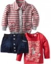 Baby Phat Infant 3 PC Denim Jacket/ Skirt Set,Dark Wash,12 Months