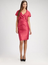 Cropped and crisp, rendered in a silky bolero silhouette.Open frontShort raglan sleevesPanel constructionFully linedAbout 15 from shoulder to hem89% rayon/11% silkDry cleanImported Cropped and crisp, rendered in a silky bolero silhouette.Open frontShort raglan sleevesPanel constructionFully linedAbout 15 from shoulder to hem89% rayon/11% silkDry cleanImported