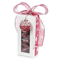 Beautifully wrapped in a holiday motif complete with a Christmas tree ornament, these chocolate-covered confections are a mouthwatering delight - perfect for gift giving. Beautifully wrapped in a holiday motif complete with a Christmas tree ornament, these chocolate-covered confections are a mouthwatering delight - perfect for gift giving.