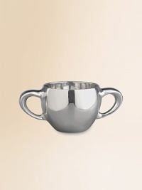 Heirloom-quality and perfect for engraving, the two-handle cup is handcrafted in lustrous alloy metal that makes it a perfect display amid baby photos and other childhood mementos. tarnish resistant Can be heated or chilled in the freezer 7-ounce capacity Hand wash 2½H X 5½ diam. Imported Heirloom-quality and perfect for engraving, the two-handle cup is handcrafted in lustrous alloy metal that makes it a perfect display amid baby photos and other childhood mementos. tarnish resistant Can be heated or chilled in the freezer 7-ounce capacity Hand wash 2½H X 5½ diam. Imported