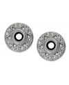 Circular chic. This pair of post stud earrings from Eliot Danori is crafted from rhodium-plated brass with black crystals and cubic zirconias (1 ct. t.w.) contributing to the style factor. Approximate diameter: 1/4 inch.