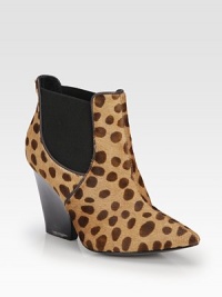 A strong stacked heel lifts this feline-inspired ankle boot of leopard-print calf hair, with leather trim and easy elastic panels. Stacked heel, 3¾ (95mm)Leopard-print calf hair upper with leather trim and side elastic panelsPull-on styleLeather lining and solePadded insoleImported A strong stacked heel lifts this feline-inspired ankle boot of leopard-print calf hair, with leather trim and easy elastic panels. Stacked heel, 3¾ (95mm)Leopard-print calf hair upper with leather trim and side elastic panelsPull-on styleLeather lining and solePadded insoleImported