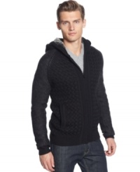 Keep your look together as you run your errands with this Calvin Klein faux hooded cardigan. Keep your look together as you run your errands with this Calvin Klein faux hooded cardigan.