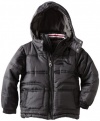 Calvin Klein Boys 2-7 Bubble Jacket, Black, 5