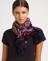 A puckered up lip print and bold stripes lend a flirty touch to this ultra-soft wool wrap.Wool43 X 63Dry cleanImported