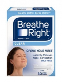 Breathe Right Nasal Strips, Large, Clear, 30-Count Boxes (Pack of 2)