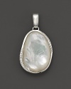 Mother-of-pearl cabochon with diamond pavé, set in sterling silver. Beautiful with Ippolita's 36 Scultura link necklace.