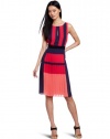 BCBGMAXAZRIA Women's Jeisa Sleeveless Color Block Pleated Dress