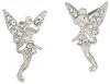 Beautiful Silver Rhodium Plated Tinkerbell Inspired Fairy Stud Earrings with Clear Austrian Crystals