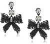 Betsey Johnson Iconic Jet Filigree Bow Drop Earrings