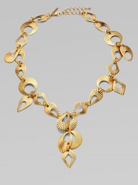 Textured links in various open shapes add interest to this sleek design. Brass and pewterLength, about 29½ adjustablePendant size, about 4½ Lobster clasp closureMade in USA Textured links in various open shapes add interest to this sleek design. Brass and pewterLength, about 29½ adjustablePendant size, about 4½ Lobster clasp closureMade in USA