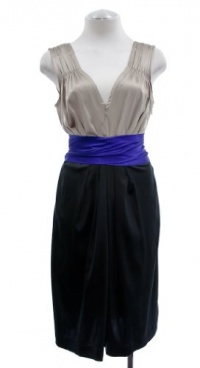 DKNY Black Silk V-Neck Sleeveless Tonal Dress 8 DKNY Black Silk V-Neck Sleeveless Tonal Dress 8